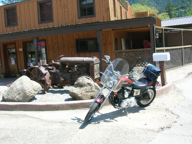 My bike with some other modern technology.  Just south of Weed, CA.
